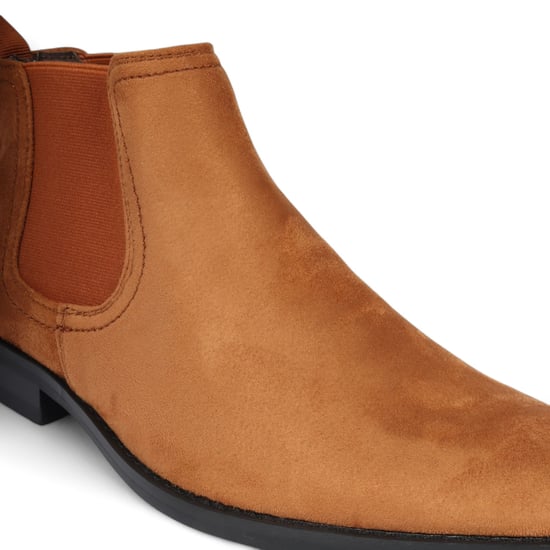 Botas Chelsea de ante color tostado para hombre, sin cordones, forradas en cuero auténtico - Image 4