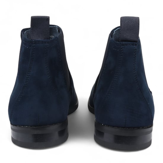 Botas Chelsea de ante azul marino para hombre, sin cordones, forradas en cuero auténtico - Image 5