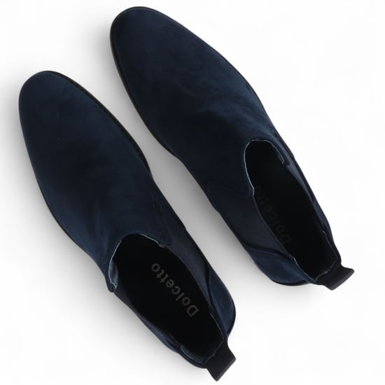 Botas Chelsea de ante azul marino para hombre, sin cordones, forradas en cuero auténtico - Image 6