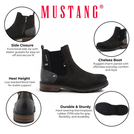 Botines Chelsea impermeables Mustang para hombre, color gris oscuro - Image 2