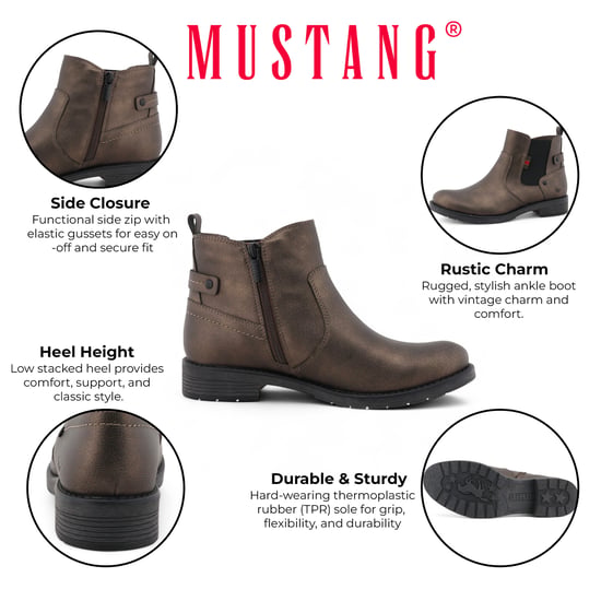 Botines Chelsea Mustang marrón dorado para mujer - Image 2