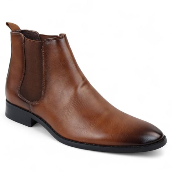 Botines Chelsea sin cordones para oficina para hombre en color tostado - Image 2