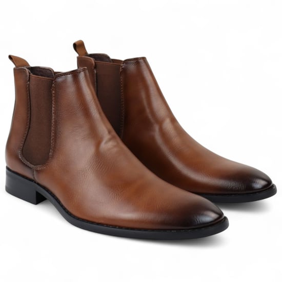 Botines Chelsea sin cordones para oficina para hombre en color tostado - Image 3
