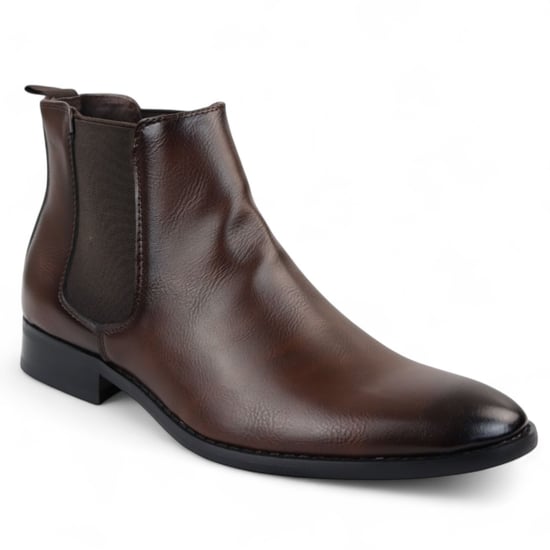 Botines Chelsea marrones sin cordones para oficina para hombre - Image 2