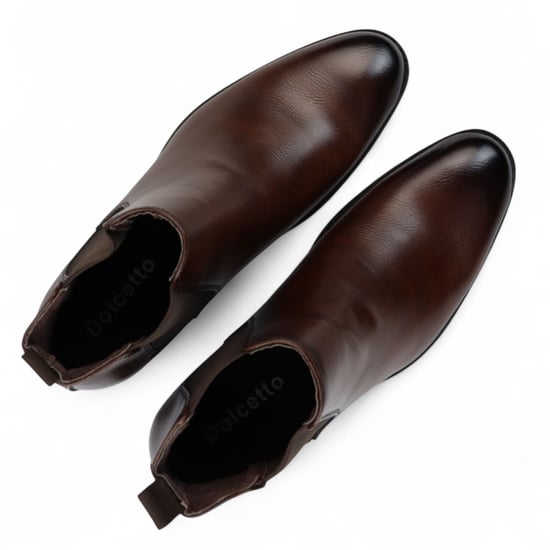 Botines Chelsea marrones sin cordones para oficina para hombre - Image 4