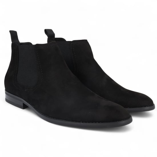 Botas Chelsea de ante negro para hombre, sin cordones y forradas en piel auténtica - Image 2