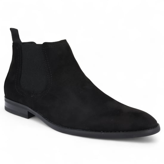Botas Chelsea de ante negro para hombre, sin cordones y forradas en piel auténtica - Image 3