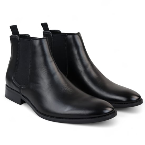 Botines Chelsea negros sin cordones para oficina para hombre - Image 3