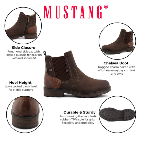 Botines Chelsea Mustang resistentes al agua en marrón mokka para hombre - Image 2