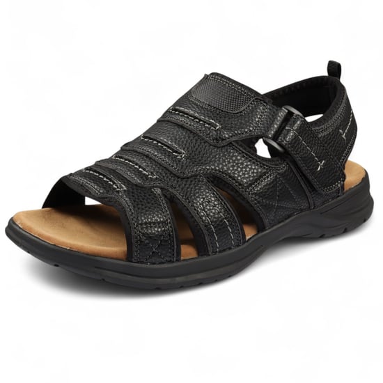 Sandalias casuales negras ligeras con punta abierta para hombre - Image 3