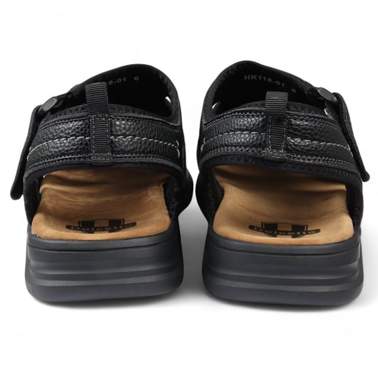 Sandalias casuales negras ligeras con punta abierta para hombre - Image 4