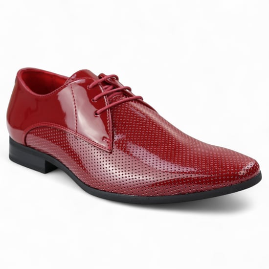 Zapatos formales con cordones y punta puntiaguda para hombre, color rojo - Image 2