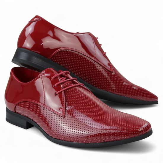 Zapatos formales con cordones y punta puntiaguda para hombre, color rojo - Image 4