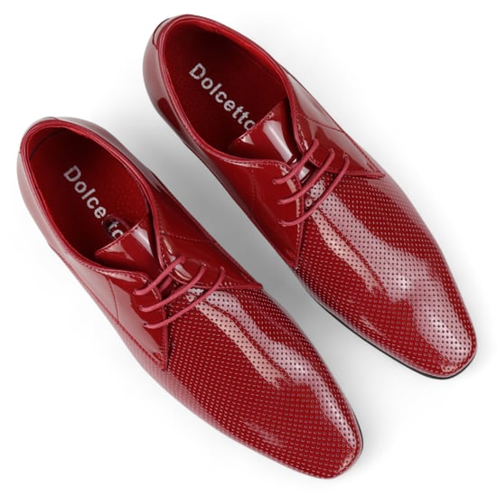 Zapatos formales con cordones y punta puntiaguda para hombre, color rojo - Image 5