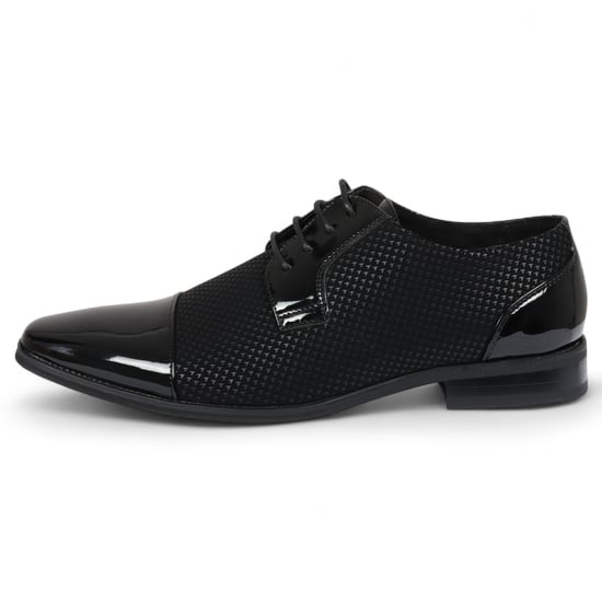 Zapatos Oxford formales Derby de cuero negro para hombre - Image 1