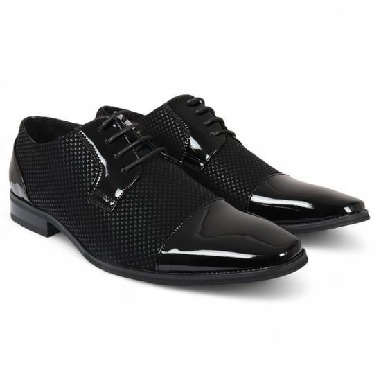 Zapatos Oxford formales Derby de cuero negro para hombre - Image 2