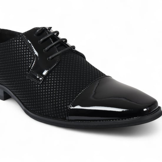 Zapatos Oxford formales Derby de cuero negro para hombre - Image 4