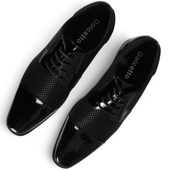 Zapatos Oxford formales Derby de cuero negro para hombre - Image 5