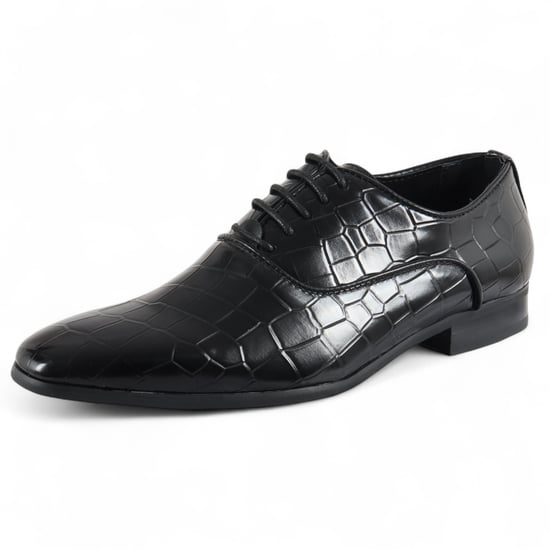 Zapatos Oxford Derby negros clásicos con cordones para hombre - Image 2