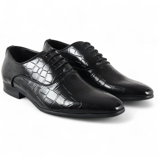 Zapatos Oxford Derby negros clásicos con cordones para hombre - Image 3