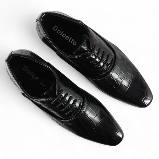 Zapatos Oxford Derby negros clásicos con cordones para hombre - Image 4
