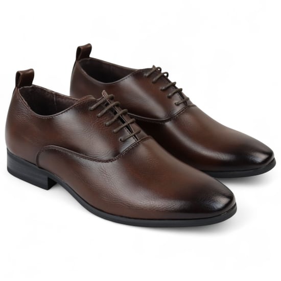 Zapatos Oxford Derby clásicos marrones con cordones para hombre - Image 3