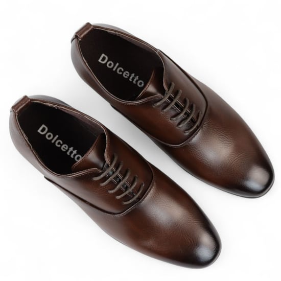 Zapatos Oxford Derby clásicos marrones con cordones para hombre - Image 4