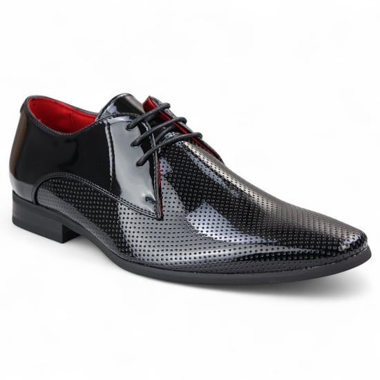 Zapatos formales negros con punta puntiaguda y cordones perforados para hombre - Image 2