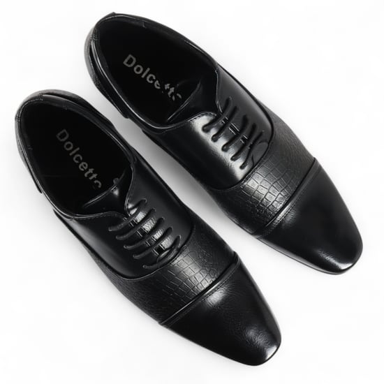Zapatos formales brogue clásicos negros con cordones para hombre - Image 4