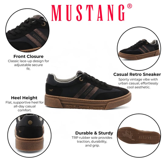 Zapatillas deportivas negras con plataforma Mustang para mujer - Image 2
