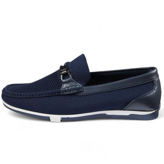 Mocasines transpirables y ligeros de malla azul marino para hombre - Image 1