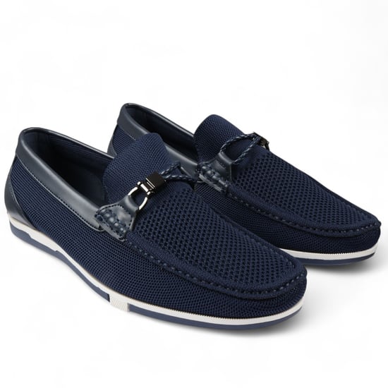 Mocasines transpirables y ligeros de malla azul marino para hombre - Image 2