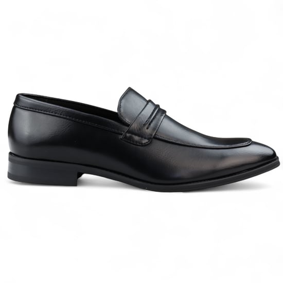 Mocasines negros sin cordones para hombre con forro de cuero - Image 1
