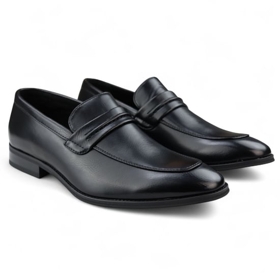 Mocasines negros sin cordones para hombre con forro de cuero - Image 2
