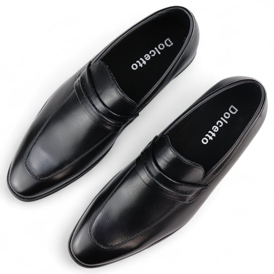 Mocasines negros sin cordones para hombre con forro de cuero - Image 4