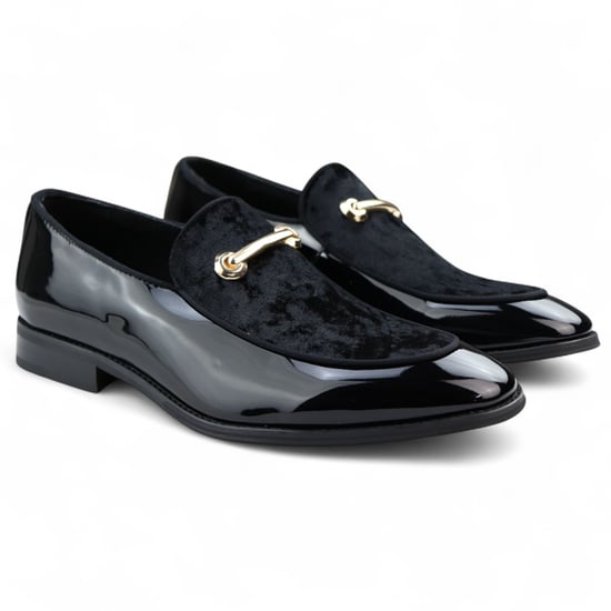 Mocasines elegantes negros para hombre, sin cordones, con forro de cuero y terciopelo - Image 2