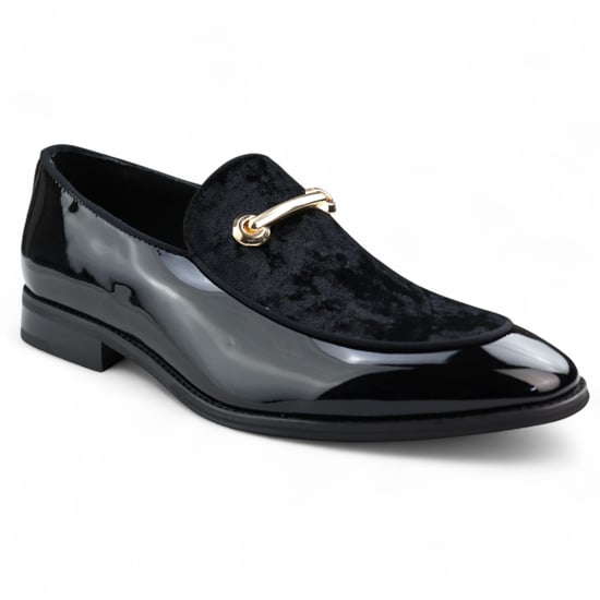 Mocasines elegantes negros para hombre, sin cordones, con forro de cuero y terciopelo - Image 3
