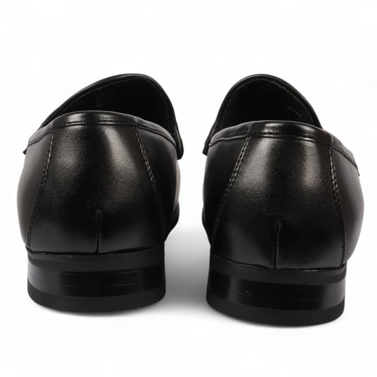 Mocasines negros para hombre con hebilla dorada, zapatos elegantes sin cordones - Image 3