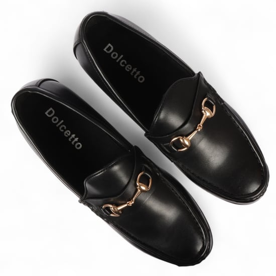 Mocasines negros para hombre con hebilla dorada, zapatos elegantes sin cordones - Image 4