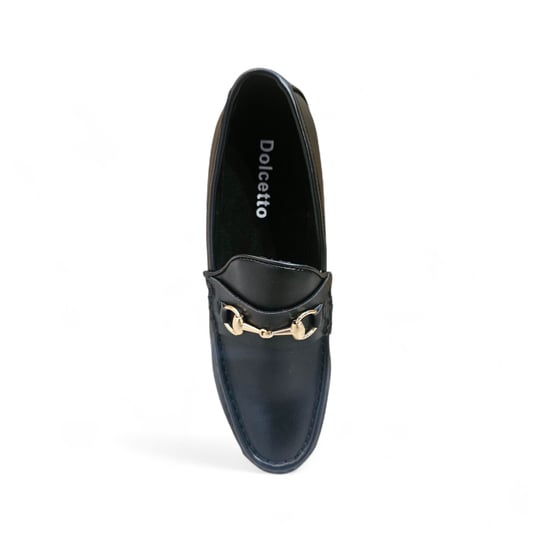 Mocasines negros para hombre con hebilla dorada, zapatos elegantes sin cordones - Image 5