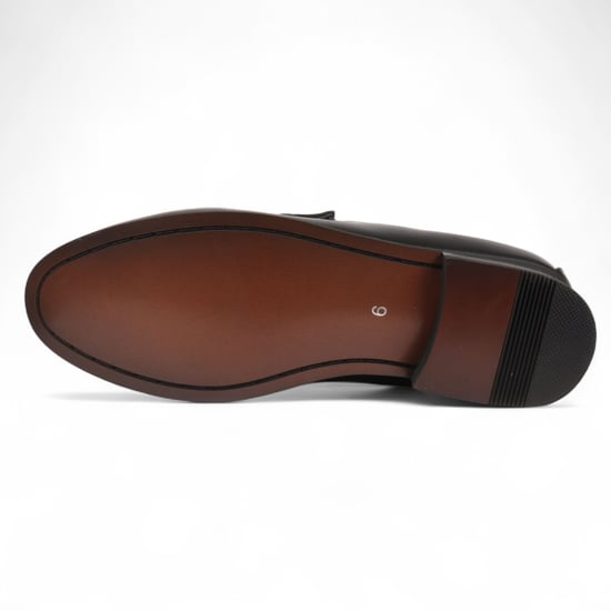 Mocasines negros para hombre con hebilla dorada, zapatos elegantes sin cordones - Image 6