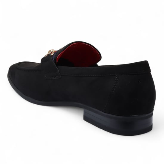 Mocasines de ante negro con hebilla dorada para hombre, zapatos de vestir sin cordones - Image 5
