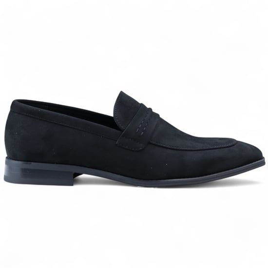Mocasines elegantes sin cordones de ante negro para hombre - Image 1