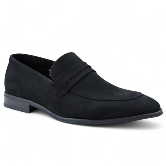 Mocasines elegantes sin cordones de ante negro para hombre - Image 3