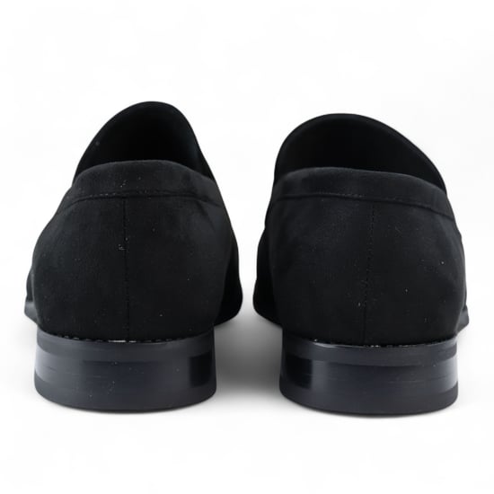 Mocasines elegantes sin cordones de ante negro para hombre - Image 4