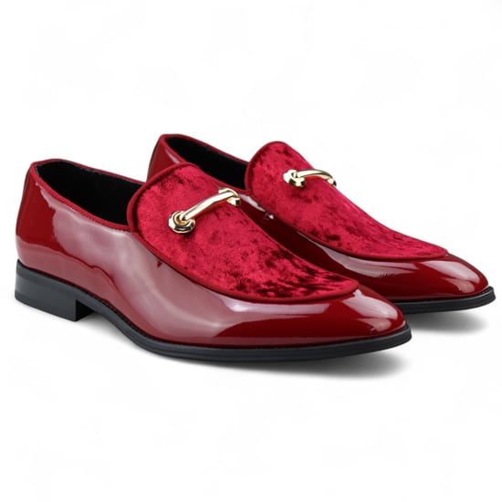 Mocasines elegantes rojos para hombre, sin cordones, con forro de cuero y terciopelo - Image 2