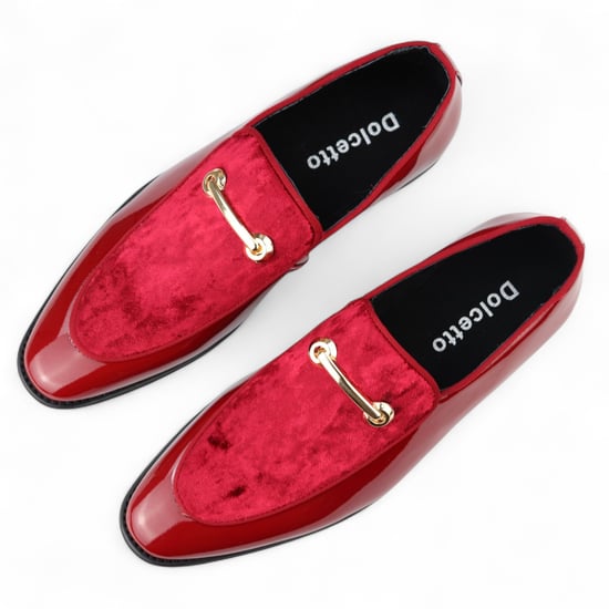 Mocasines elegantes rojos para hombre, sin cordones, con forro de cuero y terciopelo - Image 4