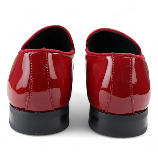 Mocasines elegantes rojos para hombre, sin cordones, con forro de cuero y terciopelo - Image 5