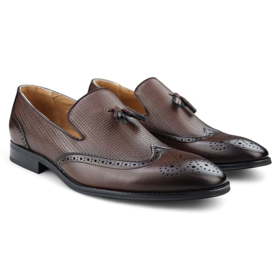Mocasines marrones con borlas para hombre, zapatos de vestir elegantes sin cordones - Image 2
