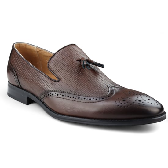 Mocasines marrones con borlas para hombre, zapatos de vestir elegantes sin cordones - Image 3